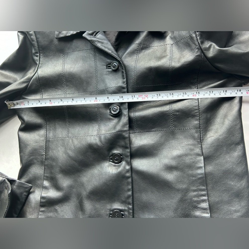 Acton  leather jacket black button size  8  biker - Picture 7 of 9